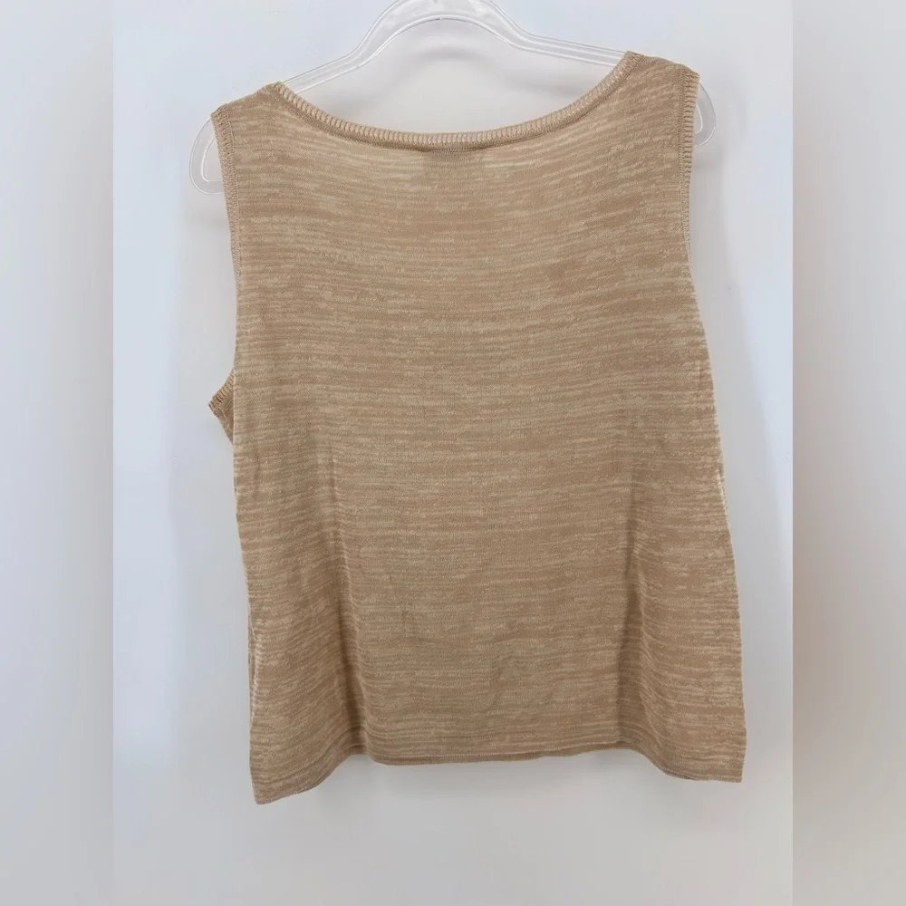 CHANEL Cardigan Twin Set 99P Beige Size 46 Tank Size 50 Cardigan Cotton